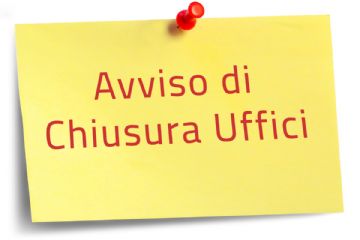 Cartello giallo con scritta chiusura uffici comunali